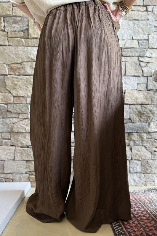 Cyril Crinkelle Wide Leg Pant Chocolate